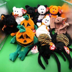 Ty Beanie Baby Halloween Bundle Plush Beanbag Stuffed Animal Ghost Vampire Cat